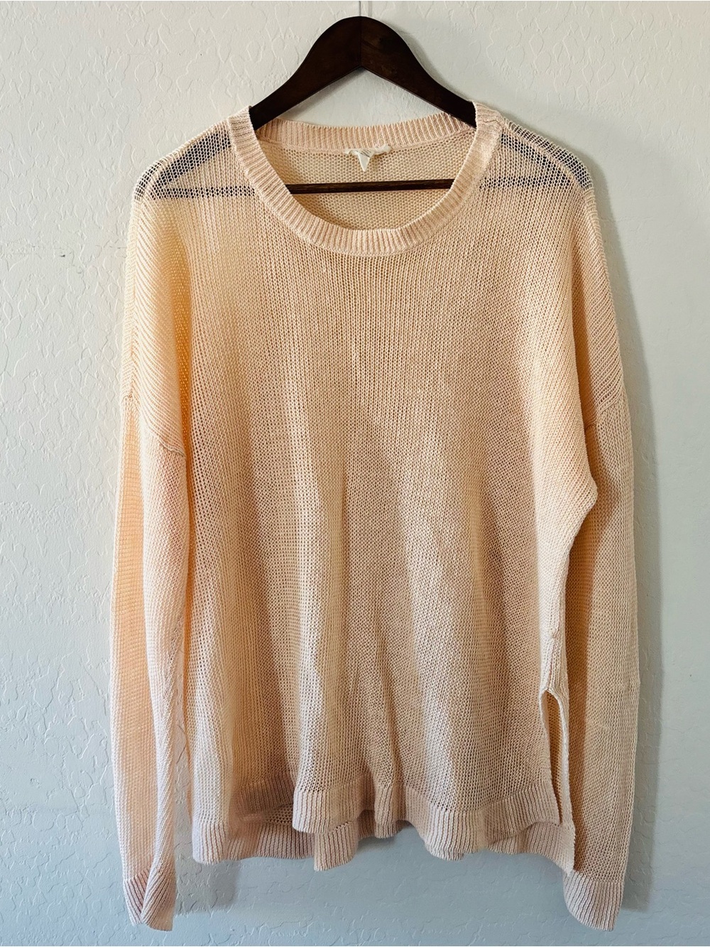 Eileen Fisher Women’s Organic Linen Open Knit Sweater Cream XL